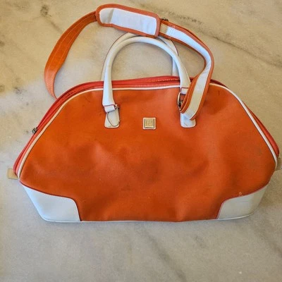 Diane Von Furstenberg Orange Leather Double Handle Adjustable Strap Luggage Bag - Image 1 of 4