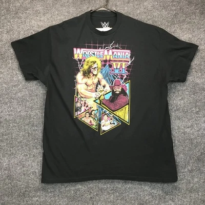 Camisa Wrestle Mania 6 VI para Hombres XL Negra Manga Corta Centro Deletrear Roddy Piper Foto 1 de 4