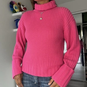 Suéter Grueso Tejido Rosa Caliente Nine West Cuello Alto Top XS Pequeño 100% Mezcla Lana - Imagen 1 de 7