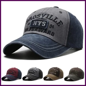 Four Seasons Men Baseball Cap Casual Distressed Washed Cotton Letter Embroidered - Picture 1 of 29