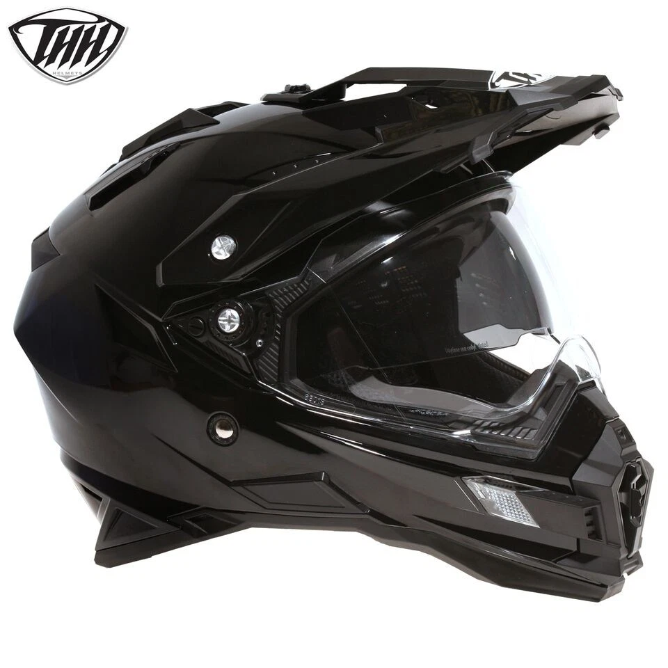 THH TX27 DUAL SPORT ADULT GLOSS BLACK ENDURO MOTORCYCLE MOTO-X OFFROAD HELMET - Image 1 of 1