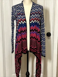 La Fee Verte M Strickjacke Staubtuch Damen offen bunt Chevron Print Boho Lightwt - Bild 1 von 16