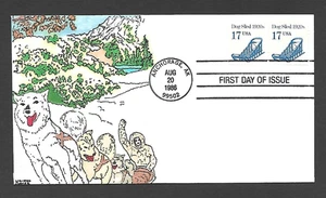 U.S. 1986 # 2135 FIRST DAY COVER, DOG SLED ISSUE, HAND PAINTED BY KRIBBS KOVER - Picture 1 of 1
