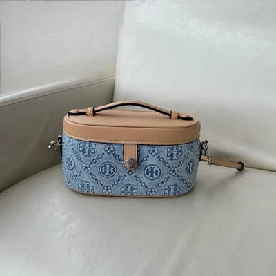 T монограмма джинсовой ткани косметичка - Изображение 1 из 4