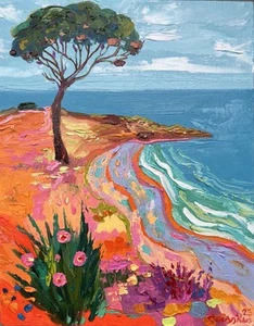 Original California Oil Painting Coast Beach Seascape Contemporary Impressionism - Picture 1 of 4