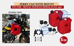 Fit For Royal Enfield New Himalayan 450 Red "5Ltr Jerry Can Pair With Mount" - Picture 1 of 10
