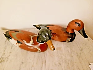 Paar antike handbemalte & geschnitzte Stockenten aus Holz - Bild 1 von 12