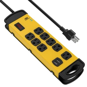 CRST 8-Outlet Metal Power Strip 1800J Heavy Duty Surge Protector Power Strip 9ft - Picture 1 of 6