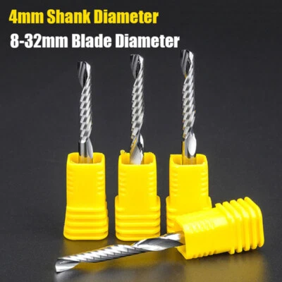 4mm Shank Dia Single Flute Spiral End Mill Carbide Milling Cutter CNC Router Bit - Image 1 of 4