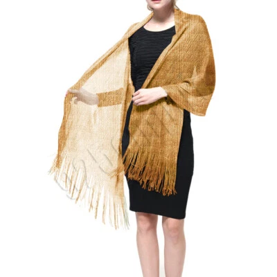 女士的婚礼晚礼服披肩和包裹闪光金属派对礼服围巾 — 第 1/4 张图片