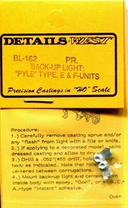 Details West 162 x HO Back-Up Light Pyle Type E & F Units - Picture 1 of 1