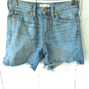 Madewell Jeans Shorts 25 The Boy Mid Rise Boyfriend Raw Hem Frayed E8926 - Picture 1 of 4