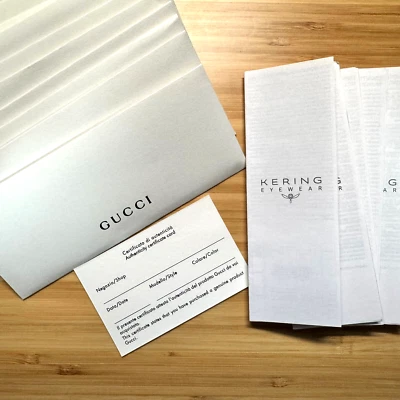Gucci Authenticity Certificate Card & Envelope Kering Eyewear - Image 1 of 4
