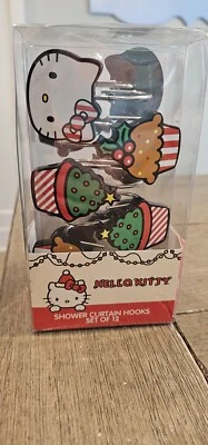 12pc Sanrio Hello Kitty Christmas Treats Shower Curtain Hooks Berry - Image 1 of 4