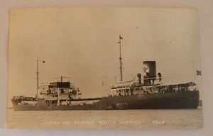 Steamship Steamer SOUTH AMERICA real photo postcard RPPC Texas Co tanker - Picture 1 of 2