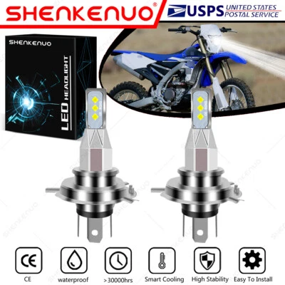 For Yamaha WR450F 2003-2006 2012-2017 2X HS1 9003 H4 LED Headlights Bulbs White - Image 1 of 4