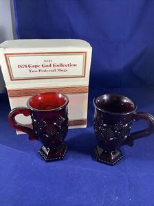 AVON 1876 CAPE COD COLLECTION (2) PEDESTAL MUGS - RUBY RED COLOR  - NEW IN BOX - Picture 1 of 6