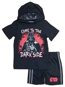 Boys Red & Black Star Wars Outfit Hooded T-Shirt Top & Shorts Set - Picture 1 of 1
