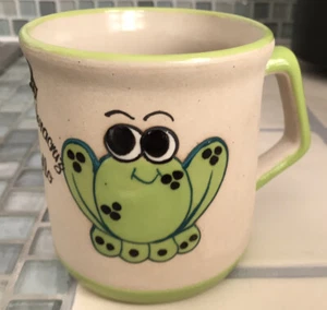 Vintage Handmade Hand Painted Mexican Folk Art Pottery Frogs Coffee Mug 16 oz. - Picture 1 of 8