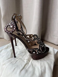 Charlotte Olympia Shereen Crystal-Embellished Leather Sandals - Picture 1 of 11