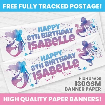 BANNERS PERSONALIZADOS PARA DECORAÇÃO DE FESTA DE ANIVERSÁRIO SEREIA - Imagem 1 de 3