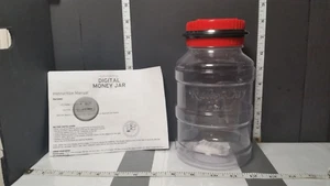 Digital Money Bank / Jar Clear Plastic Red Lid - Req 2 AAA Batteries New No Box - Picture 1 of 9