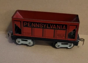 AMERICAN FLYER prewar O/027 Tin Lithograph PENNSYLVANIA HOPPER red FREIGHT CAR - Picture 1 of 6