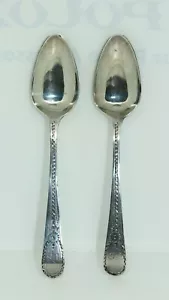 PRETTY PAIR OF GEORGE III BRIGHT-CUT STERLING SILVER TEASPOONS LONDON 1800 - Bild 1 von 12