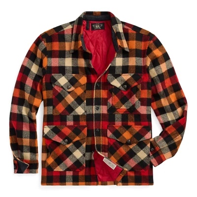 RRL Ralph Lauren Acolchado Forrado A Cuadros Lana Forrado Camisa Chaqueta-HOMBRE-M Foto 1 de 4