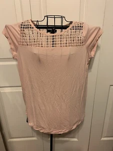 ELLOS Women’s Peach Pullover Lace Upper Blouse Shirt Top Size S - Bild 1 von 5