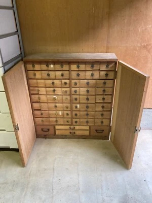 Cofre de medicina japonés antiguo Tansu Dansu caja fuerte de almacenamiento madera hecho a mano Foto 1 de 4
