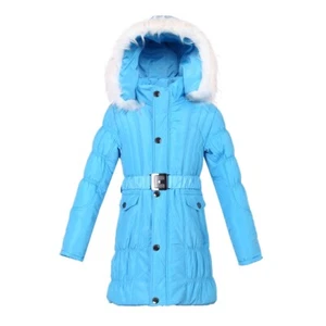 RH Winter Kids Girls Faux Fur Hood Belted Padded Quilted Coat Jacket Vest RH0784 - Picture 1 of 18