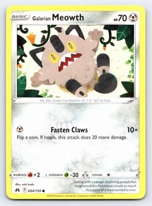 Galarian Meowth 084/159 Common Crown Zenith Pokemon Card - NM Near Mint - Picture 1 of 2