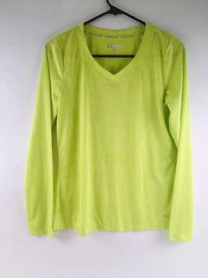 Camisa XERSION Para Mujer Talla Pequeña Verde Neón Manga Larga Pullover Activo Cuello en V Foto 1 de 4
