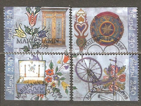 Aland: full set of 4 used stamps, Furniture Decoration, 1999, Mi#149-152 Cover