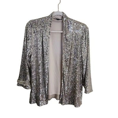 Потрясающая куртка Cable & Gauge с открытой передней частью серебристая с блестками размер M - Изображение 1 из 4