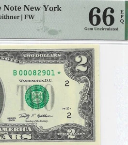 2009 $2 NEW YORK * STAR * ⭐️ FRN. PMG Gem Uncirculated 66 EPQ. SCARCE Series - Picture 1 of 3