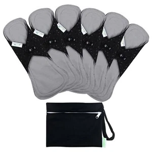 6 Pcs Reusable Menstrual Pads Ultra Absorbent Cloth Pads for Heavy Flow Sanit... - Picture 1 of 7