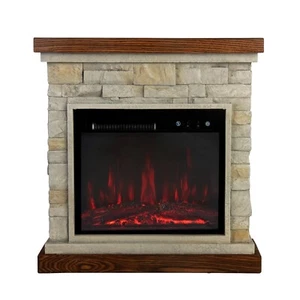Afterglow 25" Terrafab Indoor Smart Electric Fireplace, TV Stand, Antique White - Picture 1 of 10