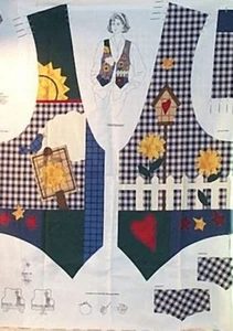 Gilet Artigianale Tessuto Giardino Girasoli Blu Giallo NUOVO - Foto 1 di 1