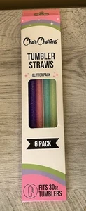 Char Charms Tumbler Straws 6 Pack For 30 Oz Tumblers Glitter Pack - Picture 1 of 2