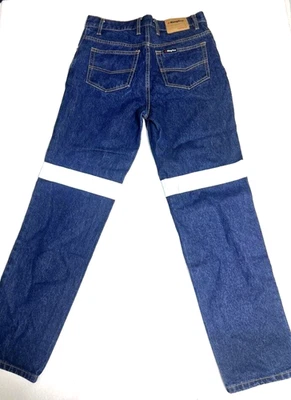 King Gee Mens Size 82R Denim Work Jeans 50mm 3M Reflective Tape Construction - image 1 of 4