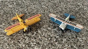 2 Vintage Matchbox Die Cast Bi-Planes Sky Busters Pitts Special & Crunchie Model - Picture 1 of 3