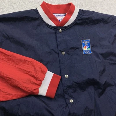 Chaqueta cortavientos de colección Champion Atlanta 1996 Olympics para hombre XL azul bombardero a presión Foto 1 de 4