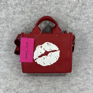 NEW Betsey Johnson Red XOHARLYL Small Tote Kiss Lips Crossbody Bag Purse - Picture 1 of 10