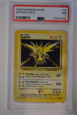 1999 Pokemon - PSA 7 Zapdos 016/102 Base Set Holo Rare - Vintage FRESH GRADE - Image 1 of 2