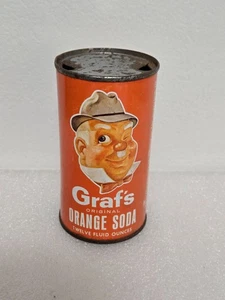 Vintage Graf's Orange Winking Gent Flat Top Soda Pop Can - Picture 1 of 6