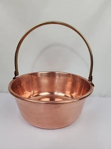 Glänzende Kupfer Messing Marmeladenpfanne Korb Topf 12" x 4" Markenlos Schöner Zustand - Bild 1 von 10