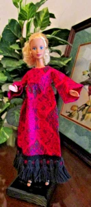 Vintage Barbie: Groovy Mod Maxi Dress 1960's Mumu Caftan + Open Toed Shoes - Picture 1 of 3