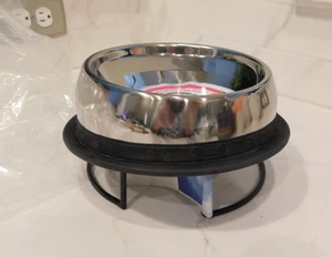 NEW Enhanced Pet Dog Cat Bowl Stainless Steel Slanted, Non-Slip w/ Stand Small - Picture 1 of 7